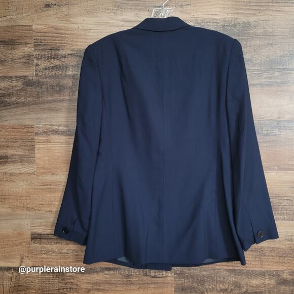 Vtg Talbots Wool Blazer 10 P Woven Navy USA 80's 90's Classic Preppy - Picture 2 of 10